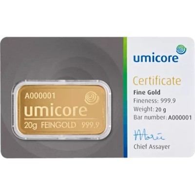 Umicore - 20g - befektetési aranylap