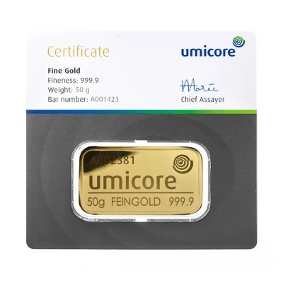 Umicore - 50g - befektetési aranylap