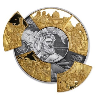 Marco Polo - 5 Oz - ezüst puzzle aranyozott gyűjtői érme