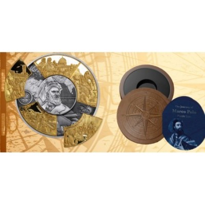 Marco Polo - 5 Oz - ezüst puzzle aranyozott gyűjtői érme