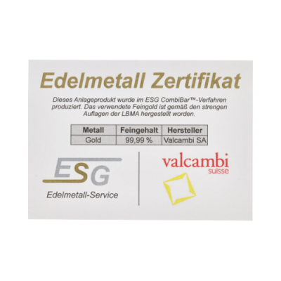Arany Combibarren Valcambi 5x1 g - befektetési aranytábla