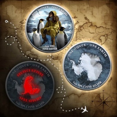 Föld - 1 Oz - Antarktisz - ezüst gyűjtői érme
