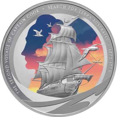 Cook kapitány - Második utazás - 1 Oz - ezüst PROOF gyűjtői érme
