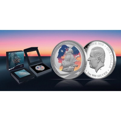 Cook kapitány - Második utazás - 1 Oz - ezüst PROOF gyűjtői érme