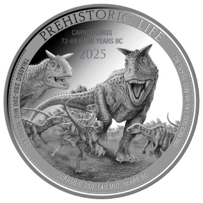 Carnotaurus (Prehistoric Life) 2025 - 1 Oz - ezüst befektetési érme