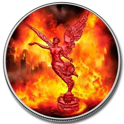 Mexikó Libertad - A természet erői - Tűz - 1 Oz - ezüst gyűjtői érme