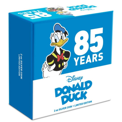 Donald Duck 85th Anniversary - 2 Oz - ezüst érme - Proof gyűjtői érme