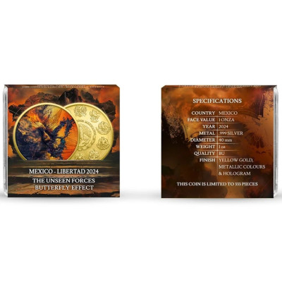 Mexikó Libertad - Pillangó hatás (2024) - 1 Oz - ezüst gyűjtői érme