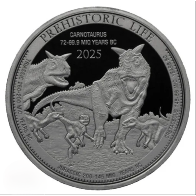 Carnotaurus (Prehistoric Life) 2025 - 1 Oz - ezüst befektetési érme
