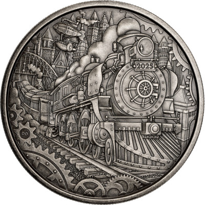 Gőzmozdony - 3 Oz - ezüst gyűjtői érme
